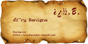 Őry Benigna névjegykártya
